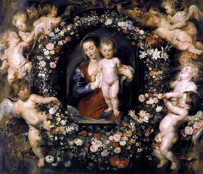 Peter Paul Rubens Madonna on Floral Wreath Norge oil painting art